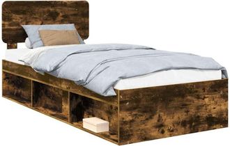 vidaXL Estructura De Cama Con Cabecera Roble Ahumado 90 X 200 Cm Vidaxl