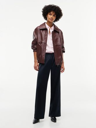 Tommy Hilfiger Womens Stretch Satin Pull-On Wide-Leg Pant - Navy Blue - XXL