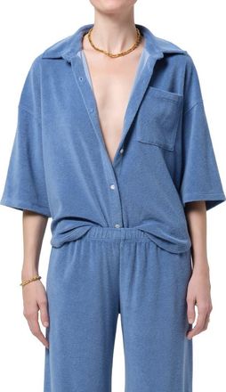 Citizens Of Humanity Francis Cotton Blend French Terry Button-Up Shirt in Oceanic at Nordstrom, Size X-Large