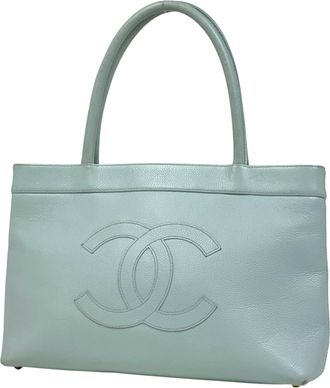 Chanel Light Blue Grained Calfskin Handbag Tote Bag (Pre-Owned)