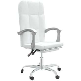 vidaXL Silla De Oficina Reclinable Cuero Sint&eacute;tico Blanco Vidaxl