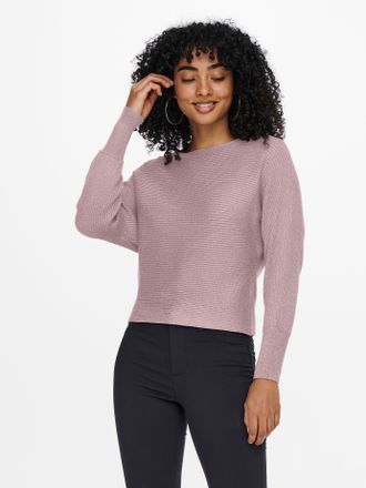 Only Strickpullover ONLY ONLADALINE L/S SHORT PULLO KNT NOOS, Damen, Gr. XL, burnished lila detail:melange, Strick, Obermaterial: 80% Viskose, 20% Nylon, m