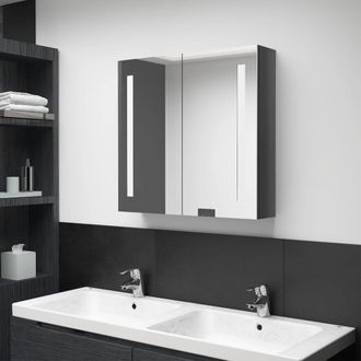 vidaXL Armario De Ba&ntilde;o Con Espejo Led Gris Brillante 62x14x60 Cm Vidaxl