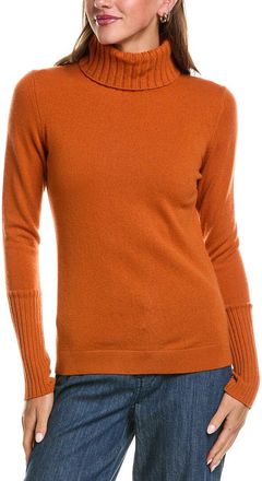 Fort&eacute; Cashmere Chunky Trim Turtleneck 100% Cashmere Sweater
