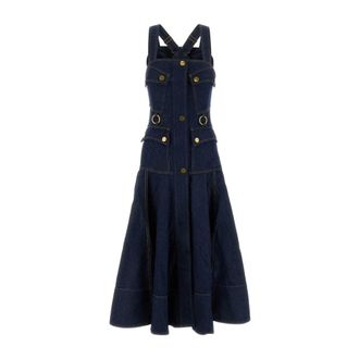 Zimmermann Midi Dresses, female, Blue, Size: XS Luna Denim Utility Midi Dress