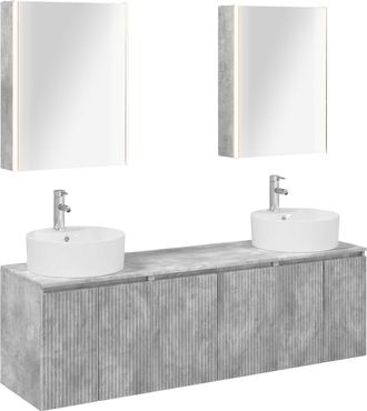 vidaXL Juego De Muebles De Ba&ntilde;o 5 Uds. Gris Hormig&oacute;n Vidaxl