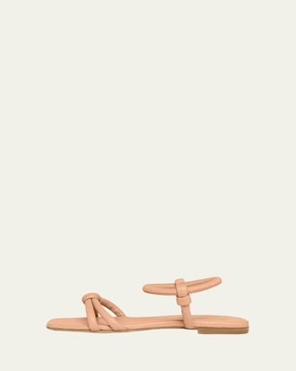 Gianvito Rossi Juno Knotted Leather Flat Sandals