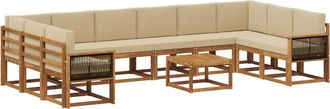 vidaXL Set Di Divani Da Esterno 11 Pz Naturale E Beige Vidaxl