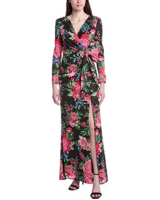Tadashi Shoji Printed Long Sleeve Maxi Dress