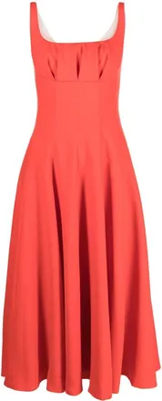 Emilia Wickstead Collins wool midi dress - women - Polyester/Wool - 10 - Orange