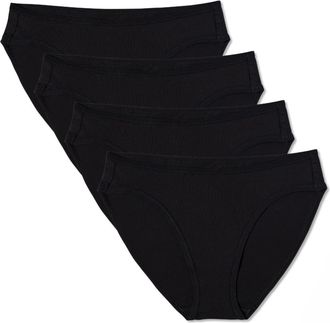 Pact Everyday Classic Fit Bikini 5-Pack Made With Organic Cotton in Black at Nordstrom, Size Xx-Large