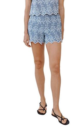 Bella Dahl Catalina Floral Embroidered Gingham Cotton Shorts in Floral Gingham at Nordstrom, Size X-Small