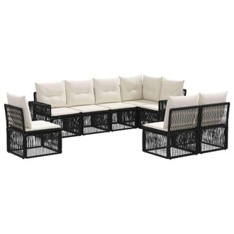 vidaXL Conjunto De Sof&aacute;s De Jard&iacute;n 8 Pcs Negro Y Blanco Crema Vidaxl