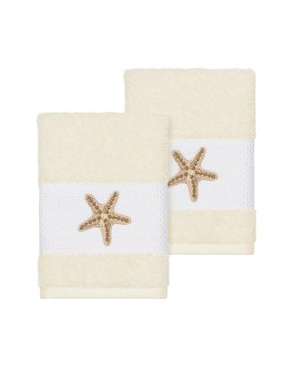 Linum Home Textiles Lydia Turkish Cotton 2pc Embellished Washcloth Set