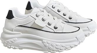 Generic Thick-Soled Casual Womens Height-Increasing Shoes, 1.8 Elevator Wide Toe Non-Slip Casual Sneakers Fashion Street Style (White,6.5)
