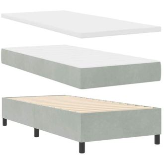 vidaXL Cama Tipo Box Spring Gris Claro 100 X 200 Cm Terciopelo Vidaxl