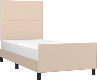 vidaXL Estructura Cama Sin Colch&oacute;n Cuero Sint&eacute;tico Capuchino 100x200cm Vidaxl