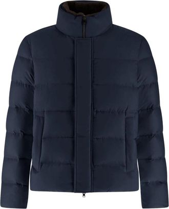 Herno Blauwe Gewatteerde Donsjas - Heren - Winterjassen - Blauw - L - Jassen