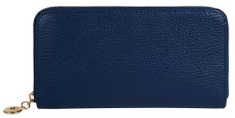 Cluty Geldb&ouml;rse CLUTY, Damen, blau, Leder, leicht gl&auml;nzend, unifarben, Kleinlederwaren Geldb&ouml;rse, echt Leder, Made in Italy