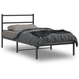 vidaXL Estructura Cama Sin Colch&oacute;n Con Cabecero Metal Negro 107x203 Cm Vidaxl