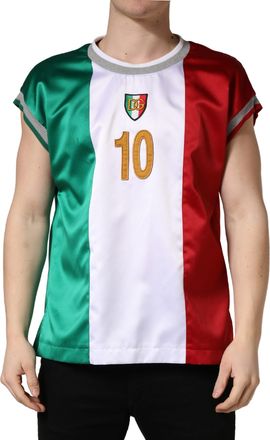 Dolce & Gabbana Multicolor Italia DG Logo Satin Tank Mens T-shirt