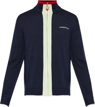 Casablanca Logo-gebrodeerd Ritsvest - Heren - Vesten - Blauw - M - Truien & Vesten