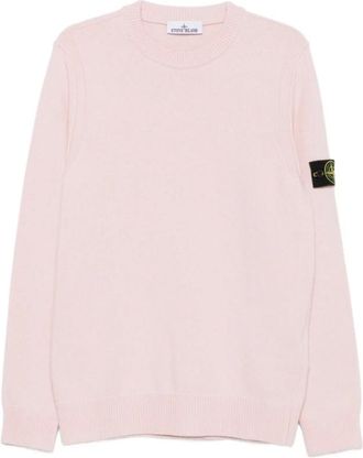 Stone Island Truien & Vesten, Heren, Roze, XL, Wol, Lamswol Gebreide Ronde Hals