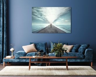 Queence Acrylglasbild »Evan« Meer Meer Bilder See Seebilder Seelandschaft Sonnenuntergang Spa Spa Bilder Steg Strand 1 Stk. tlg. Fine Art-Print in Galeriequal