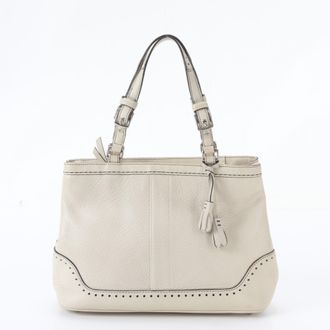Coach Beige Leather Handbag Shoulder Bag Tote Bag (Pre-Owned)