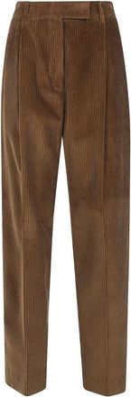R&oacute;he Daria Single Pleat Straight Leg Corduroy Broeken - Dames - Straight fit broeken - Bruin - M - Broeken