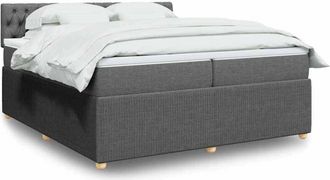 vidaXL Vidaxl - Cama Box Spring Con Colch&oacute;n Tela Gris Oscuro 200x200 Cm