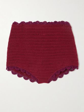 Magda Butrym Shorts In Cotone Crochet Smerlato - Rosso
