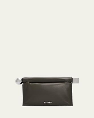 Jacquemus Ronde Carr&eacute; Leather Clutch
