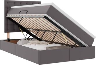 vidaXL Bed with Mattress with Headboard Grey 120 x 190 cm Faux Leather vidaXL