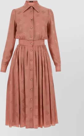 Dolce & Gabbana silk shirt dress belted waist pleated skirt