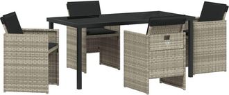 vidaXL Garden Dining Set with Cushion 5 pcs Light grey Poly rattan Vidaxl