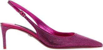 Dolce & Gabbana Dark Pink Embellished Satin Pumps