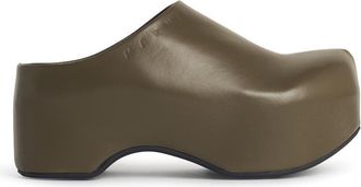 Marni chunky Green Leather deepsage Clog Sabots