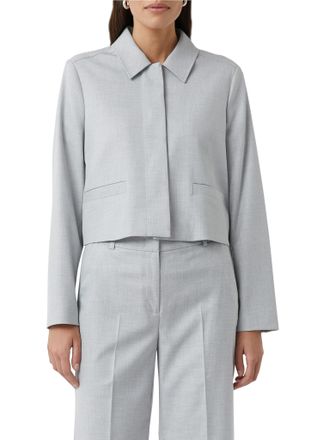 Comma Jackenblazer COMMA, Damen, Gr. 42, grau (light grau), Web, Obermaterial: 69% Polyester, 29% Viskose, 2% Elasthan, unifarben, h&uuml;ftbedeckend, Rundhals, 