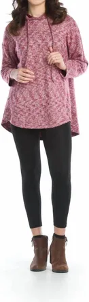 Papillon Heathered Oversized Tunic With Pockets In Burgundy