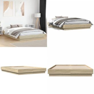 vidaXL Giroletto Rovere Sonoma 160x200 cm in Legno Multistrato - Letto in legno - Letto con doghe