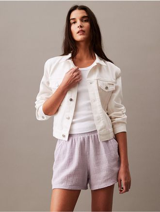 Calvin Klein Womens Double Crepe Pull-On Shorts - Purple - XL