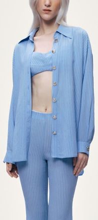 Nocturne Bustier-Detail Shirt in Blue at Nordstrom, Size Small