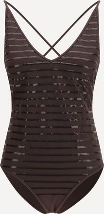 Brunello Cucinelli Costume da Bagno intero a righe scintillanti in jersey tecnico Woman 44