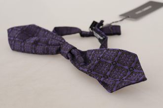 Dolce & Gabbana Silk Geometric Bow Tie - Blue