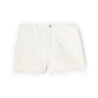 Motivi Korte Broeken, Dames, Wit, L, Katoen, Drill Shorts met Kant