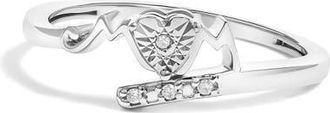 House of Brilliance Silver Diamond Accent MOM Heart Ring in White at Nordstrom, Size 6