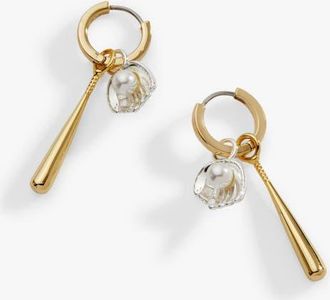 Alex and Ani Baseball Interchangeable Duo Charm Hoop Earrings in Gold at Nordstrom