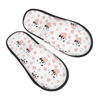 Generic Fuzzy Slippers Heart Panda Cozy Fleece Slippers Furry Anti-Slide Slipper For Women Hotel Home M