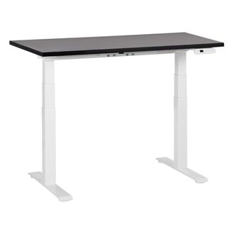 Beliani Beliani - Escritorio De Altura Regulable El&eacute;ctrico Oficina Moderna Patas Cuadradas 120 X 72 Cm Tablero Negro Soporte De Acero Blanco Destines